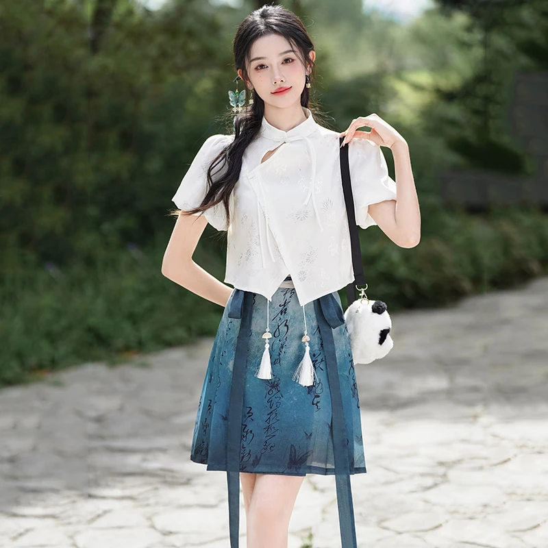 Summer-Fashion-Hanfu-Ladies-Chinese-Style-Ma-Mian-Short-Skirt-1 Summer Fashion Hanfu Ladies Chinese Style Ma Mian Short Skirt