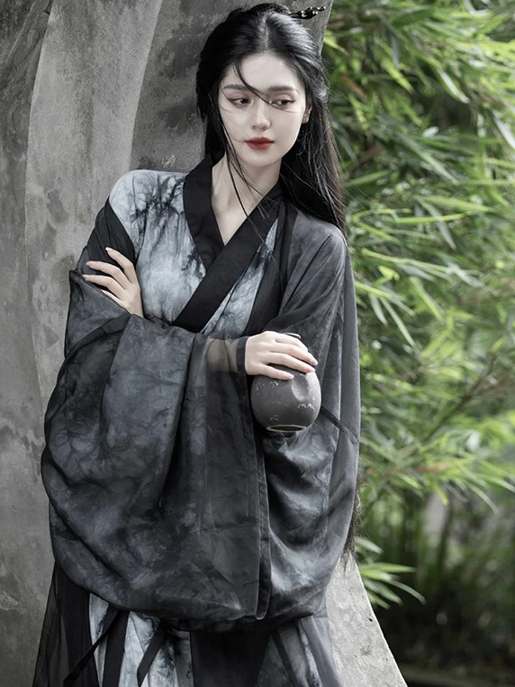 Weijin Wuxia Costume Hanfu Robe Performance Dress