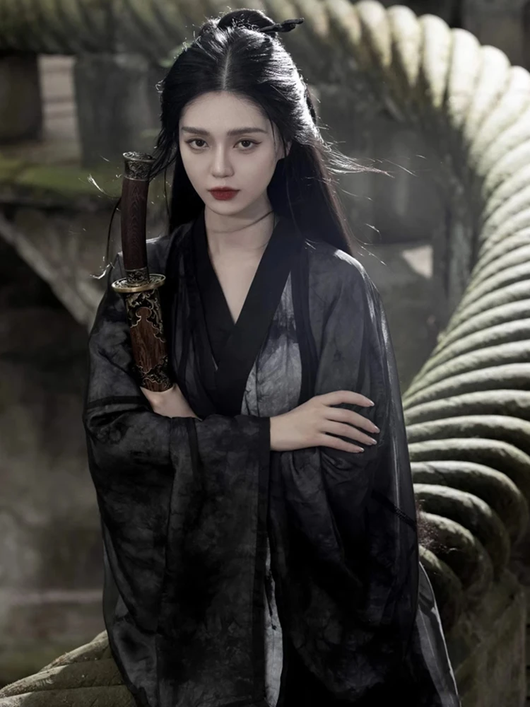 Weijin Wuxia Costume Hanfu Robe Performance Dress