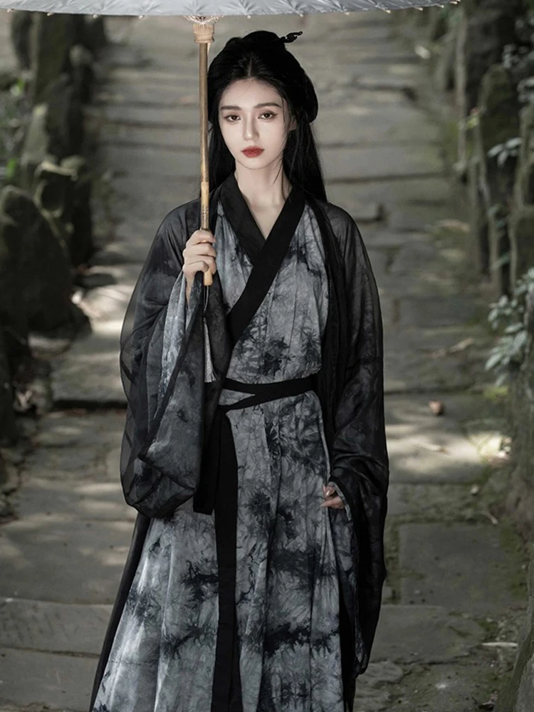 Weijin Wuxia Costume Hanfu Robe Performance Dress