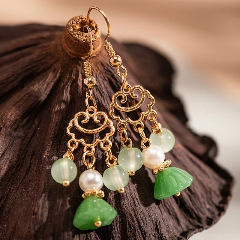 Women-Earrings-Green-Eyelets-Hanfu-Accessories-3 Women Earrings Green Eyelets Hanfu Accessories
