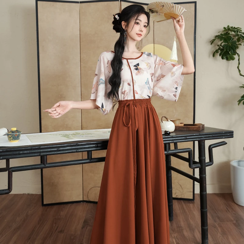 Women-Spring-Fashion-Set-Butterfly-Vintage-Flared-Sleeve-Top-3 Women Spring Fashion Set Butterfly Vintage Flared Sleeve Top