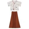 Women-Spring-Fashion-Set-Butterfly-Vintage-Flared-Sleeve-Top-4 Women Spring Fashion Set Butterfly Vintage Flared Sleeve Top