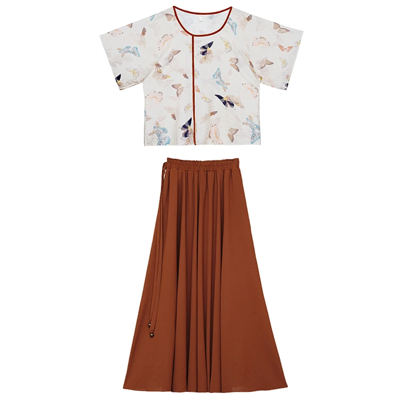 Women-Spring-Fashion-Set-Butterfly-Vintage-Flared-Sleeve-Top-4 Women Spring Fashion Set Butterfly Vintage Flared Sleeve Top