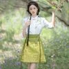 Women's-Qiyao-Ruqun-Jin-Dynasty-Spring-Skirt-3 Women Summer Ming Dynasty Hanfu Short Ma Mian Skirt Embroidery Fashion Suit