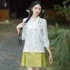 Women's-Qiyao-Ruqun-Jin-Dynasty-Spring-Skirt-4 Women Summer Ming Dynasty Hanfu Short Ma Mian Skirt Embroidery Fashion Suit
