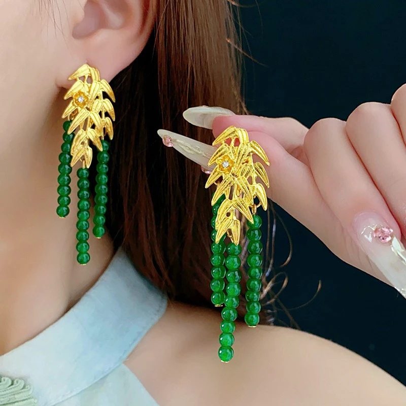 Bamboo-Leaf-Earrings-Classical-Tassel-Ear-Jewellery-Women-Accessories-1 Bamboo Leaf Earrings Classical Tassel Ear Jewellery Women Accessories