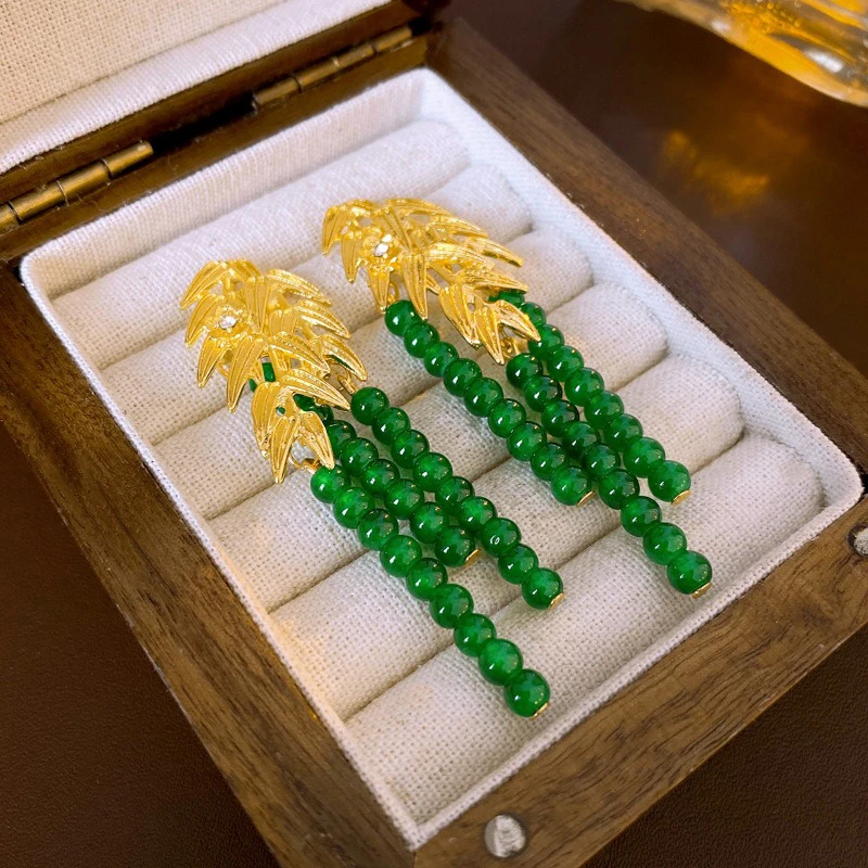 Bamboo-Leaf-Earrings-Classical-Tassel-Ear-Jewellery-Women-Accessories-2 Bamboo Leaf Earrings Classical Tassel Ear Jewellery Women Accessories