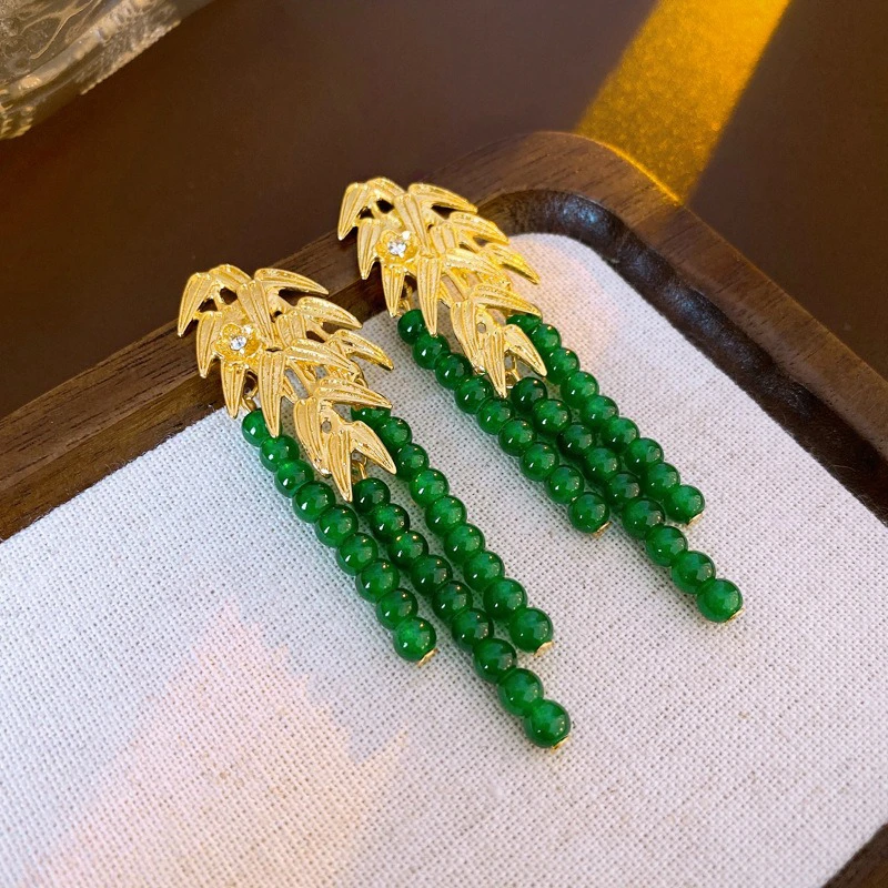 Bamboo-Leaf-Earrings-Classical-Tassel-Ear-Jewellery-Women-Accessories-3 Bamboo Leaf Earrings Classical Tassel Ear Jewellery Women Accessories