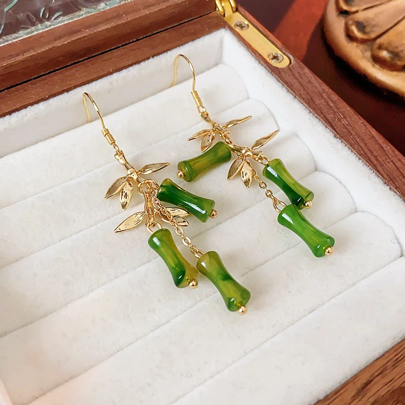Fashion-Earrings-Bamboo-Leaf-New-Trend-Ear-Hooks-Classical-Earrings-3 Fashion Earrings Bamboo Leaf New Trend Ear Hooks Classical Earrings