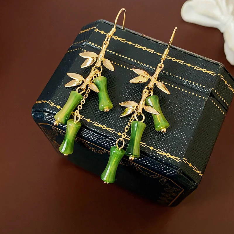 Fashion-Earrings-Bamboo-Leaf-New-Trend-Ear-Hooks-Classical-Earrings-4 Fashion Earrings Bamboo Leaf New Trend Ear Hooks Classical Earrings