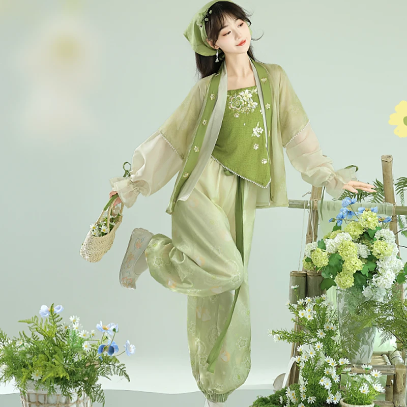 Fashion-Women's-Hanfu-Songku-Daily-Han-Elements-Song-Dynasty-Pants-1 Spring Blossom