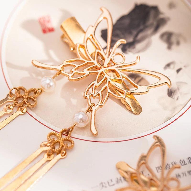 Golden-Butterfly-Hair-Clip-Hanfu-Daily-Girl-Fairy-Headdress-2 Golden Butterfly Hair Clip Hanfu Daily Girl Fairy Headdress