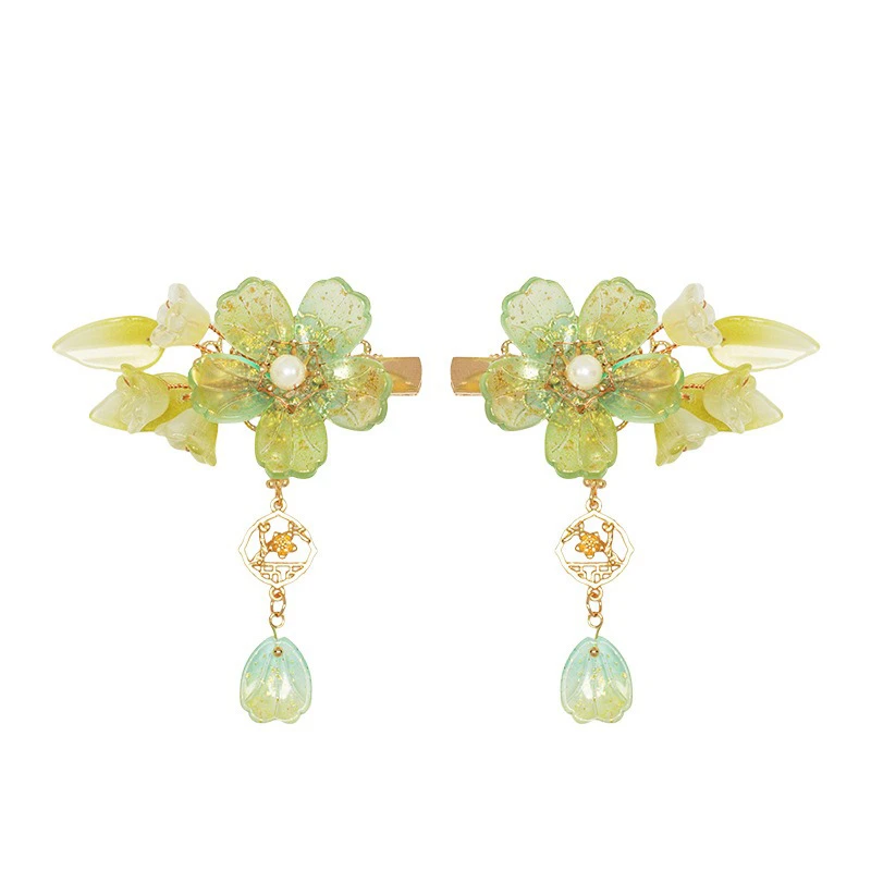 Green-Hair-Clip-Classical-Bell-Orchid-Fresh-Ladies-Headwear-4 Green Hair Clip Classical Bell Orchid Fresh Ladies Headwear