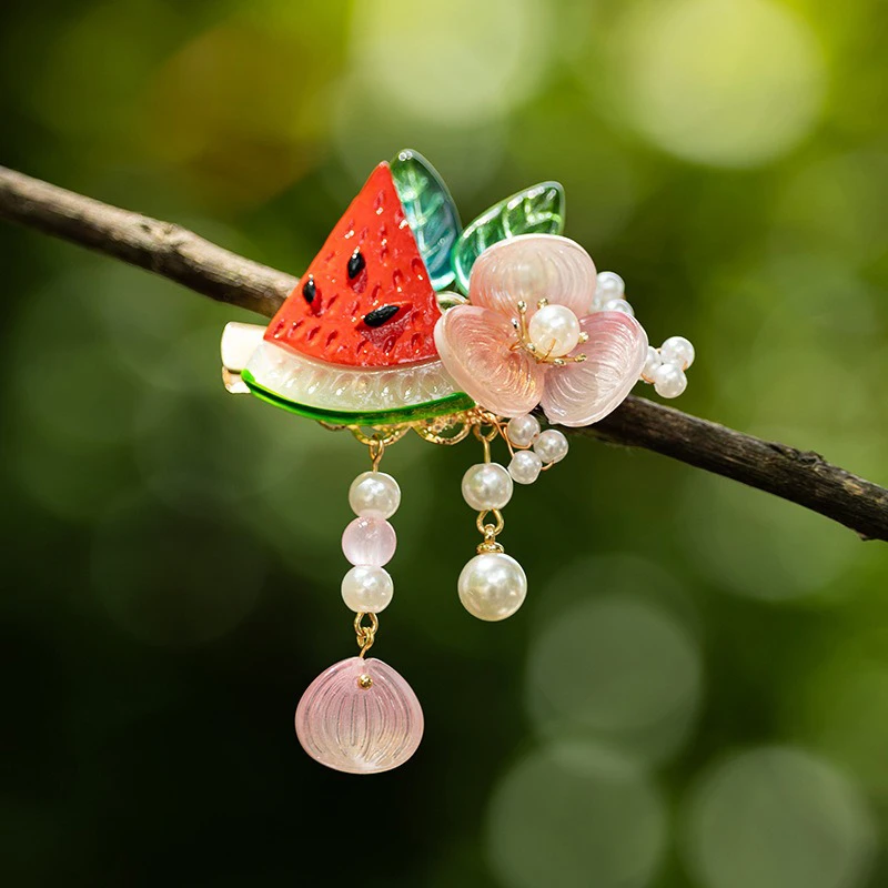 Hanfu-Headdress-Watermelon-Children-Classical-Hair-Clip-Sweet-Accessories-2 Hanfu Headdress Watermelon Children Classical Hair Clip Sweet Accessories