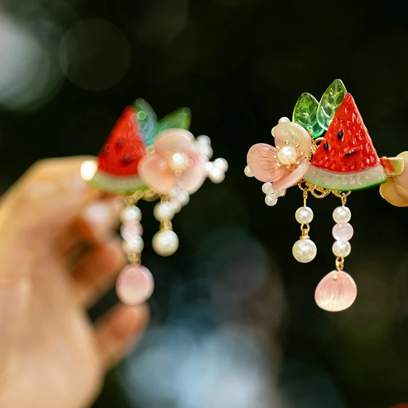 Hanfu-Headdress-Watermelon-Children-Classical-Hair-Clip-Sweet-Accessories-3 Hanfu Headdress Watermelon Children Classical Hair Clip Sweet Accessories