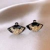 Ladies-Cheongsam-Earrings-Elegant-Scalloped-Black-Ear-Jewellery-1 Ladies Cheongsam Earrings Elegant Scalloped Black Ear Jewellery