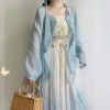 Ladies-Hanfu-Round-Neck-Shirt-Daily-Spring-Summer-Set-Pleated-Skirt-2 Ladies Hanfu Round Neck Shirt Daily Spring Summer Set Pleated Skirt