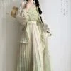 Ladies-Hanfu-Round-Neck-Shirt-Daily-Spring-Summer-Set-Pleated-Skirt-3 Ladies Hanfu Round Neck Shirt Daily Spring Summer Set Pleated Skirt