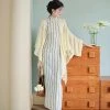 Ladies-Modified-Cheongsam-Dignified-Long-Striped-Dress-Summer-1 Ladies Modified Cheongsam Dignified Long Striped Dress Summer