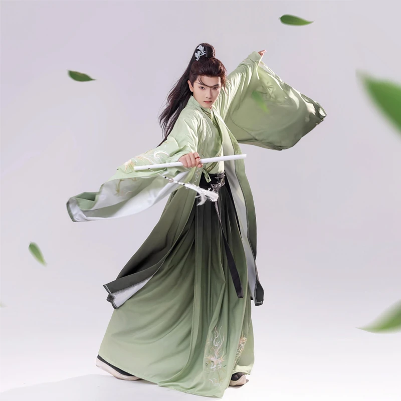 Men-Wuxia-Hanfu-Wei-Jin-Style-Jiaoling-Ruqun-Set-1 Men Wuxia Hanfu Wei Jin Style Jiaoling Ruqun Set