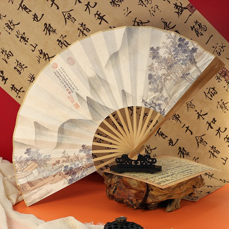 Men's-Hanfu-Fan-Classical-Ancient-Poetry-Folding-Bamboo-Fan-1 Men's Hanfu Fan Classical Ancient Poetry Folding Bamboo Fan