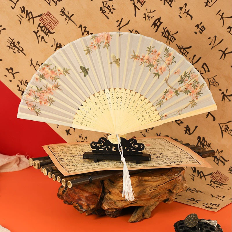 Summer-Fan-Classical-Ladies-Dance-Hanfu-Folding-Fan-1 Graceful Blossom