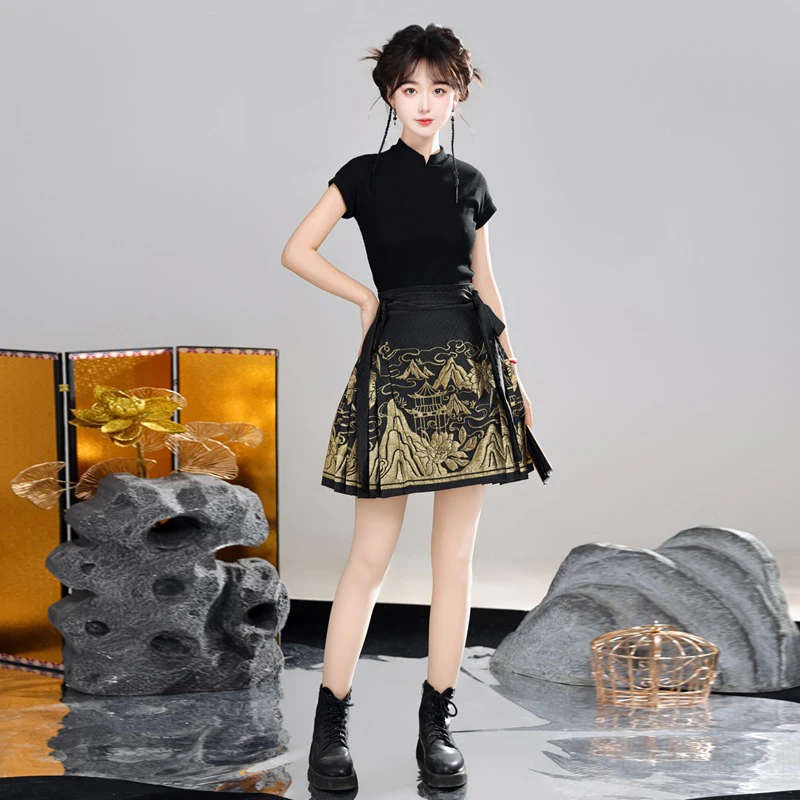 Summer-Ma-Mian-Skirt-Short-Fashion-Daily-Ming-Dynasty-Hanfu-4 Summer Ma Mian Skirt Short Fashion Daily Ming Dynasty Hanfu