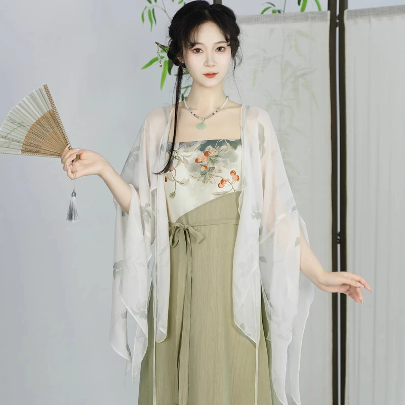 Summer-New-Hanfu-Fashion-Ladies-Han-Element-Suspender-Skirt-Suit-1 Cherries Elegance