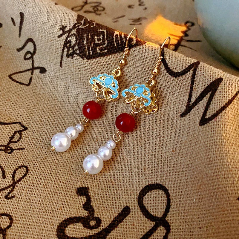 Women-Hanfu-Pearl-Earrings-Fashion-Clouds-Ear-Jewellery-4 Women Hanfu Pearl Earrings Fashion Clouds Ear Jewellery