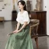 Women-Ming-Dynasty-Hanfu-Green-Ma-Mian-Skirt-Summer-New-Fashion-1 Women Ming Dynasty Hanfu Green Ma Mian Skirt Summer New Fashion
