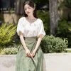 Women-Ming-Dynasty-Hanfu-Green-Ma-Mian-Skirt-Summer-New-Fashion-3 Women Ming Dynasty Hanfu Green Ma Mian Skirt Summer New Fashion