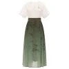 Women-Ming-Dynasty-Hanfu-Green-Ma-Mian-Skirt-Summer-New-Fashion-4 Women Ming Dynasty Hanfu Green Ma Mian Skirt Summer New Fashion