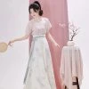 Women-Tang-Dynasty-Hanfu-Summer-Pink-Fashion-Peach-Blossom-Skirt-2 Women Tang Dynasty Hanfu Summer Pink Fashion Peach Blossom Skirt