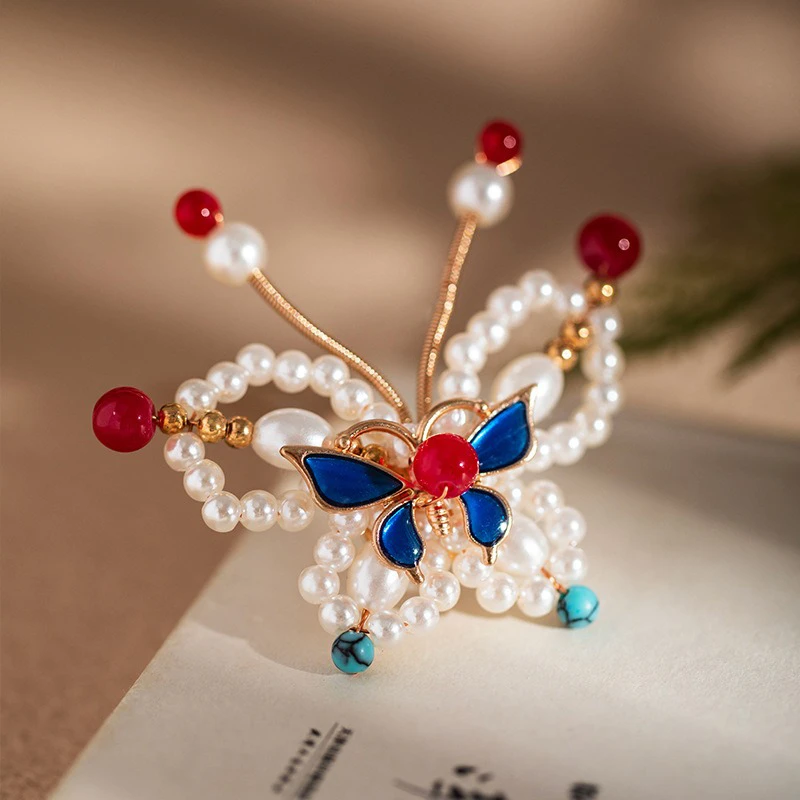 Butterfly-Hairpin-Classical-Hanfu-U-shaped-Tip-Cheongsam-Headpiece-1 Butterfly Hairpin Classical Hanfu U-shaped Tip Cheongsam Headpiece