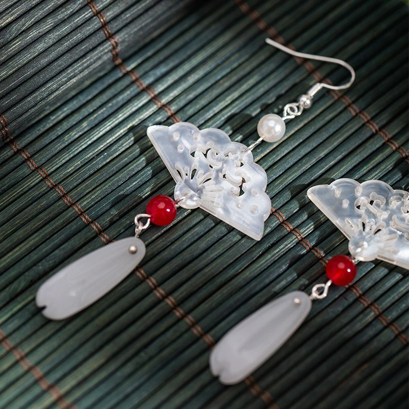 Fan-Earrings-Classical-Hanfu-Accessories-Niche-Ear-Hooks-Tassel-Earrings-2 Fan Earrings Classical Hanfu Accessories Niche Ear Hooks Tassel Earrings
