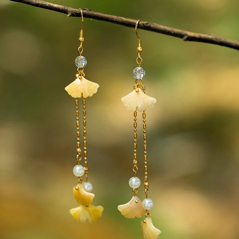 Hanfu-Earrings-Classical-Ginkgo-Jewelry-Cheongsam-Accessories-1 Hanfu Earrings Classical Ginkgo Jewelry Cheongsam Accessories