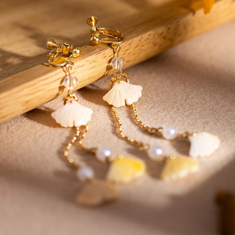 Hanfu-Earrings-Classical-Ginkgo-Jewelry-Cheongsam-Accessories-2 Hanfu Earrings Classical Ginkgo Jewelry Cheongsam Accessories