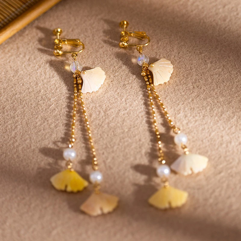 Hanfu-Earrings-Classical-Ginkgo-Jewelry-Cheongsam-Accessories-3 Hanfu Earrings Classical Ginkgo Jewelry Cheongsam Accessories