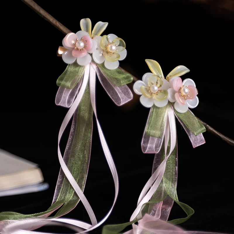 Hanfu-Hair-Clip-Fairy-Tassel-Ribbon-Flower-Children-Hair-Accessories-3 Hanfu Hair Clip Fairy Tassel Ribbon Flower Children's Hair Accessories
