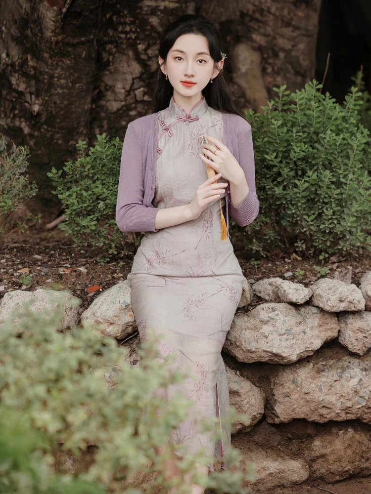 Lady's Summer Cheongsam Slit Sleeveless Dresses