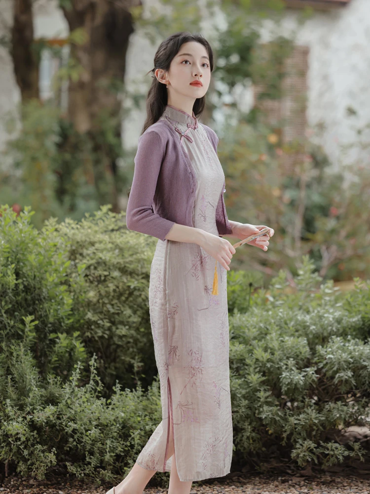 Lady's Summer Cheongsam Slit Sleeveless Dresses
