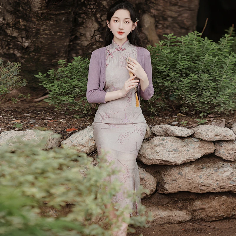 Lady's-Summer-Cheongsam-Slit-Sleeveless-Dresses-3 Lady's Summer Cheongsam Slit Sleeveless Dresses