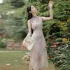Lady's-Summer-Cheongsam-Slit-Sleeveless-Dresses-4 Lady's Summer Cheongsam Slit Sleeveless Dresses