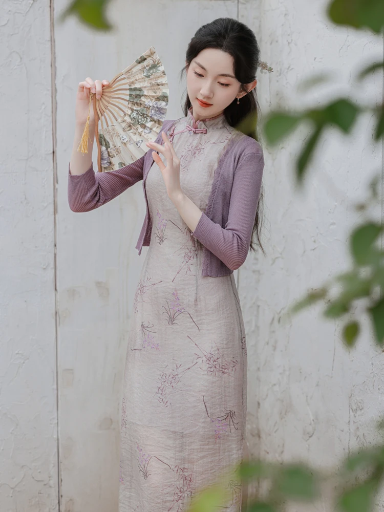 Lady's Summer Cheongsam Slit Sleeveless Dresses