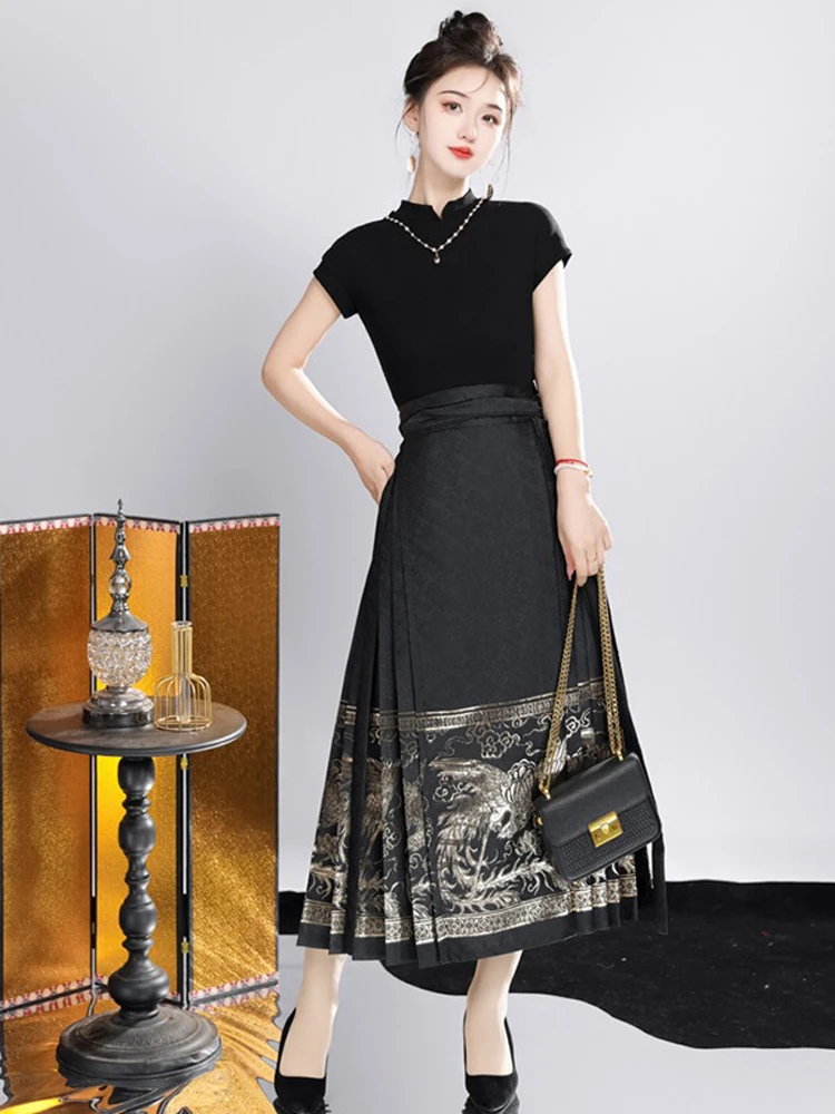 Ming Dynasty Hanfu Ladies Ma Mian Dress Black Skirt