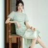 Modified-Cheongsam-Green-Women's-Summer-Dresses-3 Modified Cheongsam Green Women's Summer Dresses