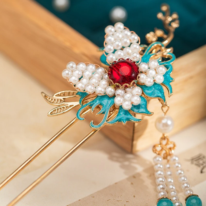 Pearl-Hairpin-Butterfly-Styling-Hanfu-Buyao-Cheongsam-Accessories-1 Pearl Hairpin Butterfly Styling Hanfu Buyao Cheongsam Accessories