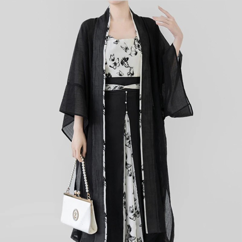 Song-Dynasty-Women-Summer-Hanfu-Butterfly-Black-Costume-3 Song Dynasty Women Summer Hanfu Butterfly Black Costume
