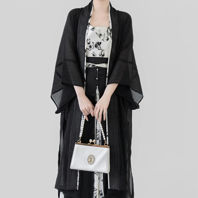Song-Dynasty-Women-Summer-Hanfu-Butterfly-Black-Costume-4 Song Dynasty Women Summer Hanfu Butterfly Black Costume